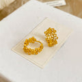 Gold Tone Openwork Flower Huggie Hoop Fashion Earrings view 1
