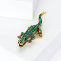 Crystal Alligator Brooch In Silver Or Green Enamel view 5