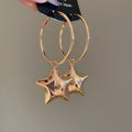 Open Star Dangle Hoop Earrings In Two Metal Tones Jewelry Design view 7