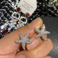 Silver Pavé CZ Starfish Stud Earrings Ocean Style Pair view 3