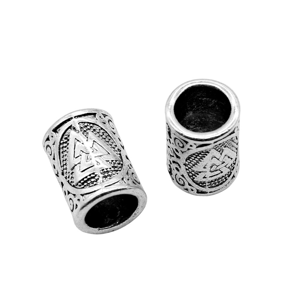 11x15mm 3.1g Antique Silver Zinc Alloy Viking Symbol Large Hole Beads for DIY Bracelet Necklace Making