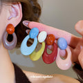 Oval Open Resin Drop Earrings In Three Colors Jewelry Design view 2