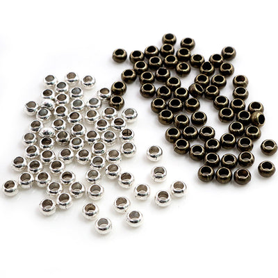 Round metal spacer beads showing the overall assortment