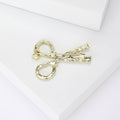 Rhinestone Scissors Brooch with Pearl Beaded Handles view 3