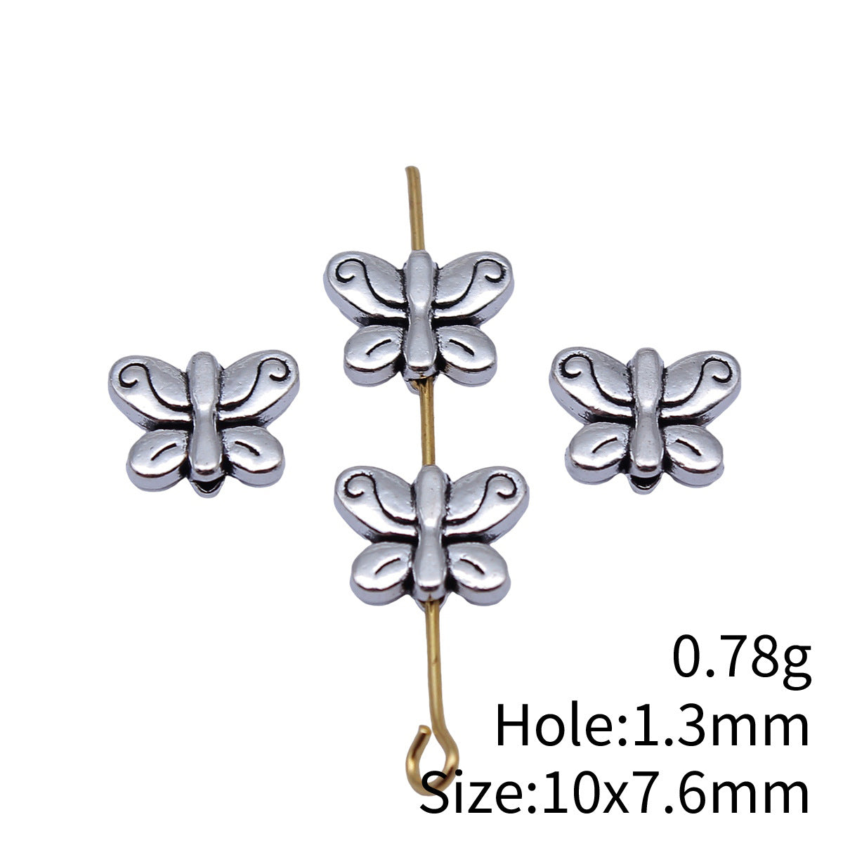 10x7.6mm 0.78g Multicolor Zinc Alloy Butterfly Loose Metal Beads for Bracelet Necklace DIY Making