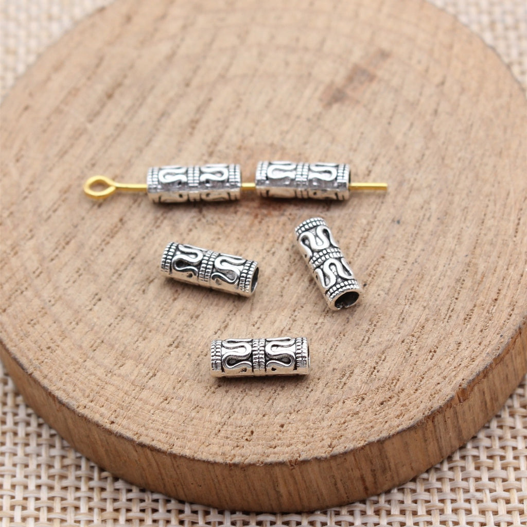10x4x4mm 0.32g Antique Silver Zinc Alloy Long Bar Tube Spacer Beads for Bracelet Necklace DIY