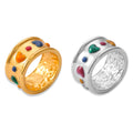 Wide Band Heart Oil Drip Enamel Ring Gold Steel Sizes view 5