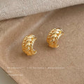 Gold Tone Twisted Braided C Shape Hoop Stud Earrings view 3
