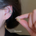 Crystal Butterfly Leaf Ear Cuffs With Chain Tassels view 2