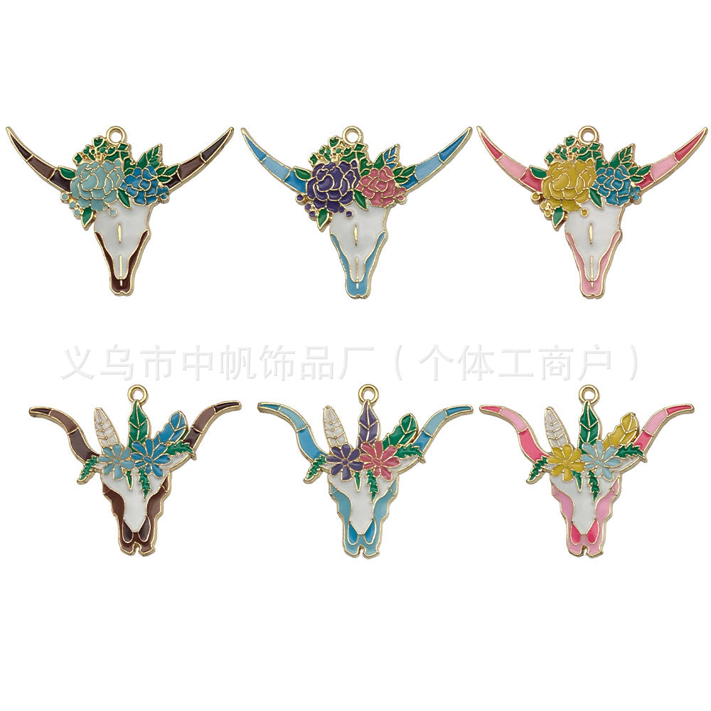 KC Gold Zinc Alloy Bull Head charm pendant for DIY colorful enamel jewelry making