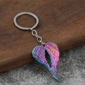 Heart-Shaped Angel Wing Metal Keychain in Three Color Finishes view 6