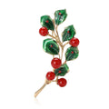 Red and Green Crystal Leaf Branch Brooch With Gold Tone Stem view 5