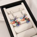 Multicolor Geometric Hummingbird Long Hook Earrings view 3