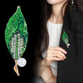 Leaf Crystal Enamel Two Designs Metal Brooch Pin for Jackets and Lapels view 4