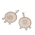Pearl Look Fringe and Plain Webbed Round Hoop Earrings view 5