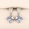 Silver Clear Round Drop Earrings Baguette Top Stud view 3