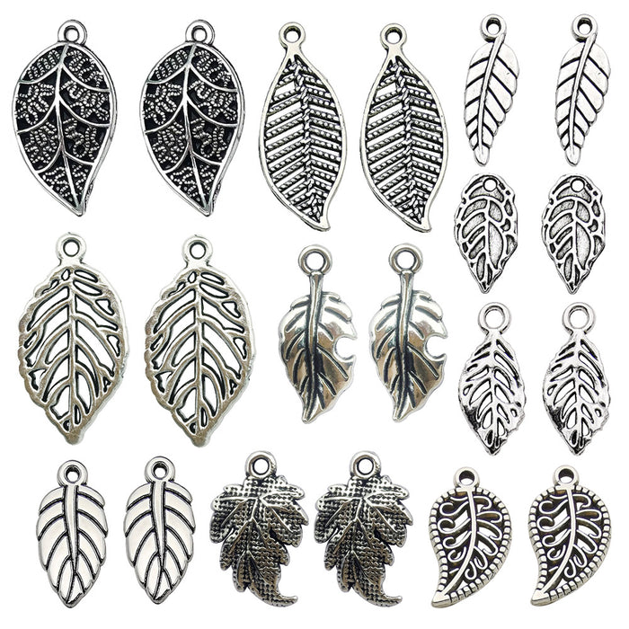 Antique Silver Leaf Metal Charms with 10 Listed Options