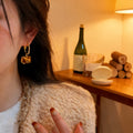 Crystal Square Drop Hoop Earrings in Three Colors with Crystal Accents view 3