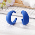 Colorful Matte Chunky C Shape Hoop Stud Earrings in Thirteen Colors view 4