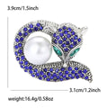 Curled Crystal Fox Brooch With Pearl-Like Body in Four Colors view 9