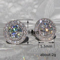 Round Double-Halo Stud Earrings In Silver And Gold Tones view 4