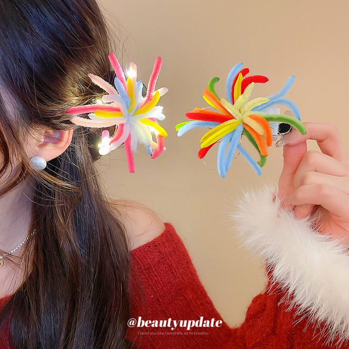 Pipe Cleaner Firework Duckbill Clip Rainbow and Pastel
