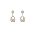 Gold Enamel Geometric Teardrop Drop Earrings Black Wine view 5