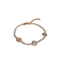Three Flower Crystal Tennis Bracelet In Gold Tone Or Silver Tone view 5