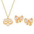 Bow Crystal Stud Earrings Heart Infinity Pendant Necklace view 5