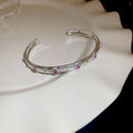 Four Mixed Pink Purple And Clear Crystal Bracelet Designs In Silver Tone view 6