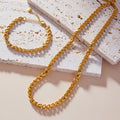 Gold Twisted Cuban Link Chain Necklace And Bracelet view 1