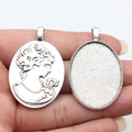 Large Oval Cabochon Settings in Two Antique Finishes view 4