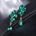 Green Black Green Leaf Drop Geometric Crystal Four Designs Metal Dangle Earrings view 4