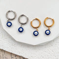 Evil Eye Charm Huggie Hoop Earrings Gold or Silver view 3