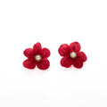 Satin Look Flower Pearl Cluster Statement Stud Earrings view 5