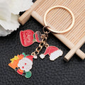 Santa Hat Present Sack and Tree Enamel Charm Keychain view 3