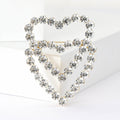 Open Heart Trio Brooch In Metal With Three Crystal-Lined Open Hearts view 2