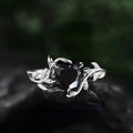 Black Heart Stone Vine Ring In Gold And Silver Tones view 2