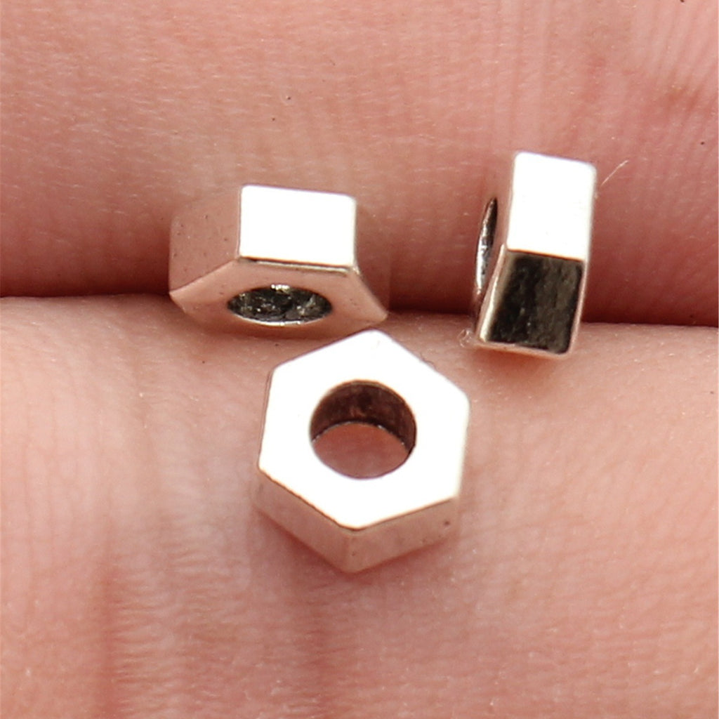 5.8x5.8x3mm 0.4g Multicolor Zinc Alloy Hexagon Loose Metal Beads for DIY Bracelet Jewelry Making