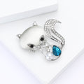 Cat Eye Fox Brooch Rhinestone Tail Pearl Teardrop Two Colors view 3