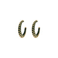Pink Peach and Green Ridged Gold Tone C Hoop Earrings view 5
