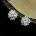 Floral Cluster Crystal Stud Earrings in Two Metal Tones view 5