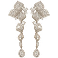 Silver Tone Crystal Leaf Drop Earrings With Teardrop Dangles view 5