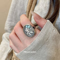 Ocean Shell Open Band Rings with Polished Metal Tone Details view 3
