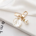 Gold Tone Seashell Starfish Charm Keychain With Faux Pearl view 9