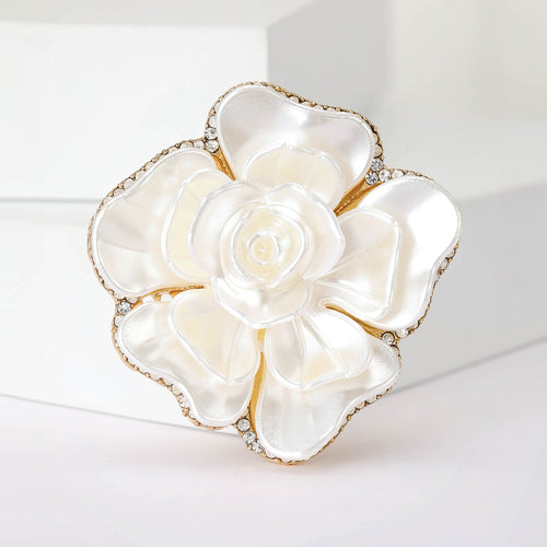 Pearl Flower Brooch front view on a plain background
