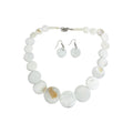 White Shell Disc Necklace And Round Shell Drop Earrings Set view 5