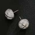 Crystal Pave Round Stud Earrings in Silver and Gold Tones view 5