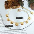 Daisy Flower Charm Bracelet Adjustable Chain Gold Steel view 2