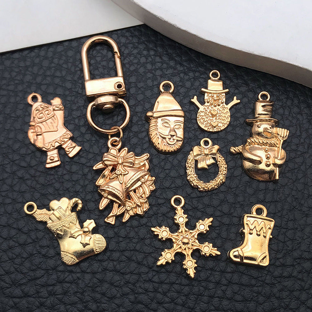 KC Gold Zinc Alloy Christmas Santa Snowflake Bell Charm Pendant for DIY Jewelry Making